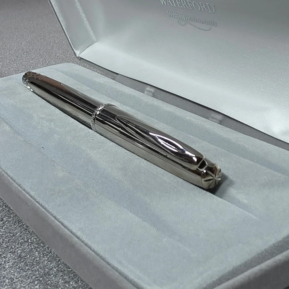 Waterford Lismore Silver Fountain Pen Excellent Engraved Diamond Pattern Boxed